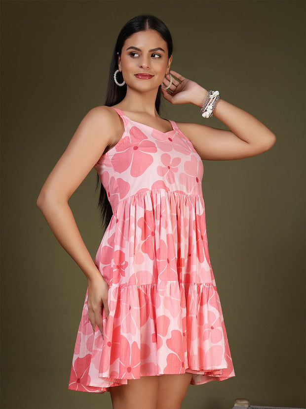 Pink Printed Dress for Women