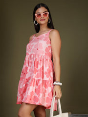 Pink Printed Dress for Women