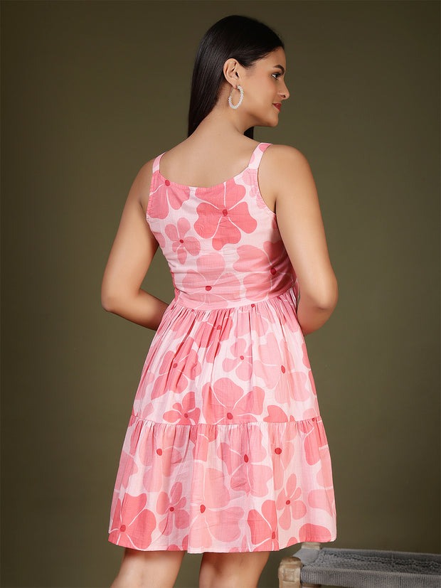 Pink Printed Dress for Women
