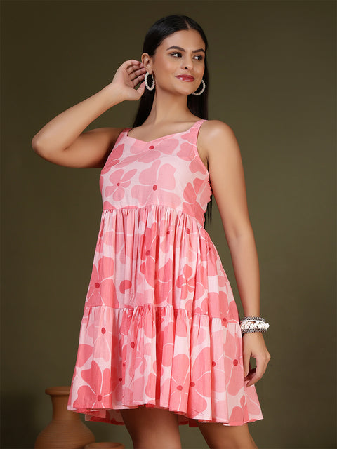 Pink Printed Dress for Women