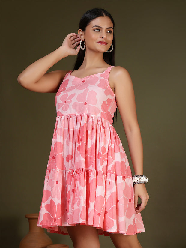 Pink Printed Dress for Women