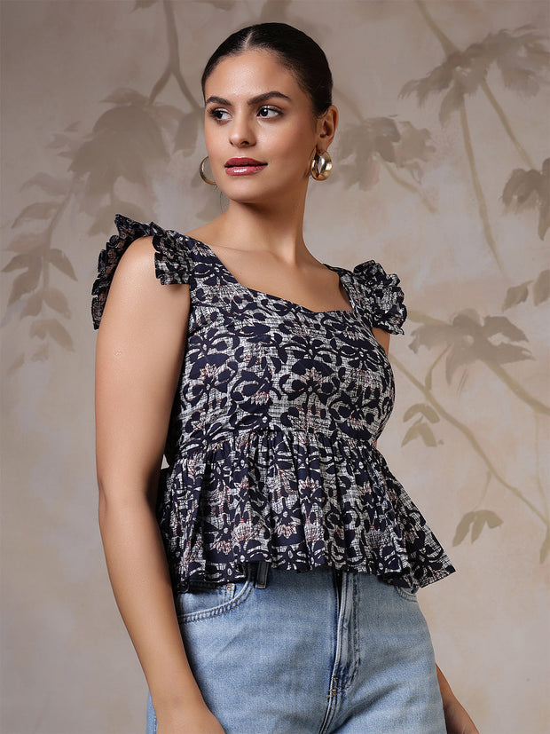 Women Blue Printed Top