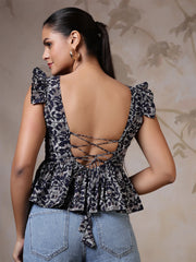 Women Blue Printed Top