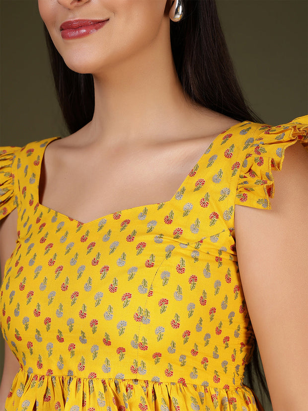 Women Yellow Printed Top