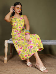 Yellow Printed Dress for Women
