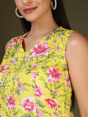 Yellow Printed Dress for Women