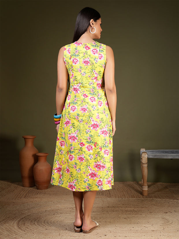 Yellow Printed Dress for Women