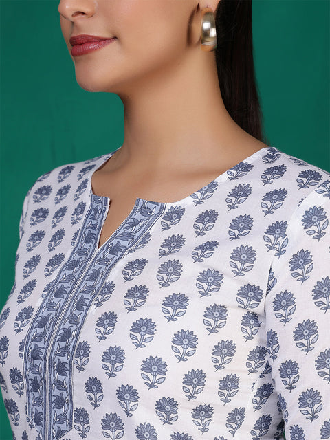 Women Off white Printed Straight Tunic