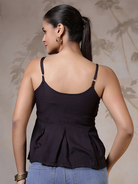 Women Black Printed Top