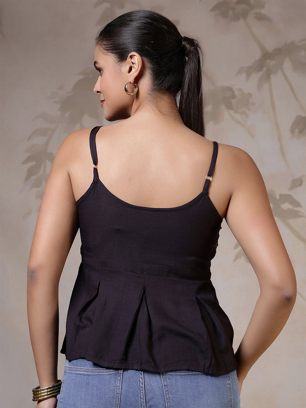 Women Black Printed Top