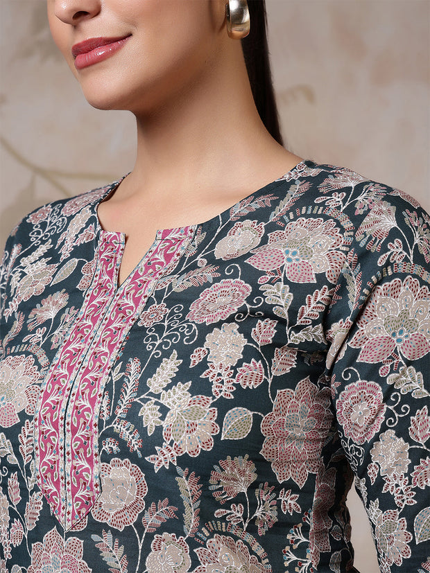 Women Green Printed Straight Tunic