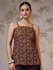 Women Rust Printed Straight Tunic