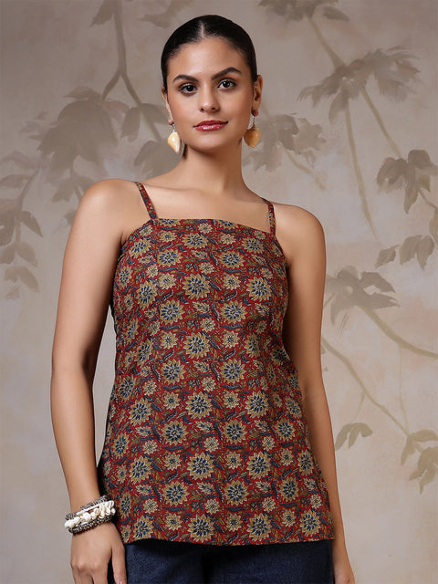 Women Rust Printed Straight Tunic