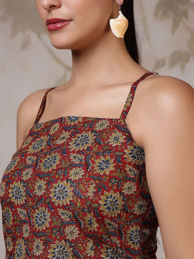 Women Rust Printed Straight Tunic