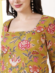 Women Mustard Printed Straight Tunic