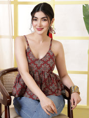 Women Maroon Printed Top