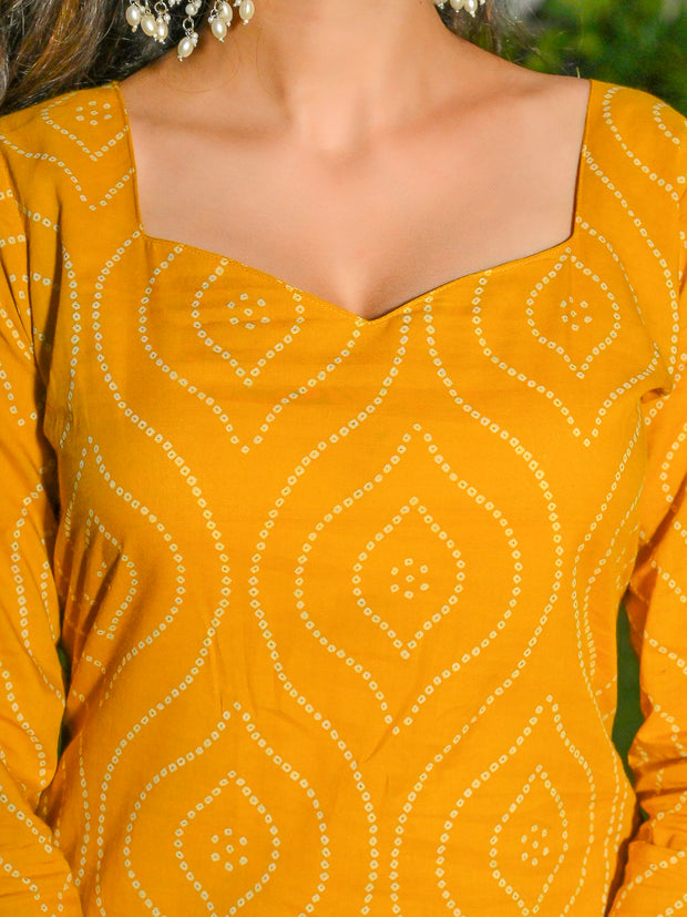 Yellow Printed Straight Kurta & Palazzo With Dupatta for Women