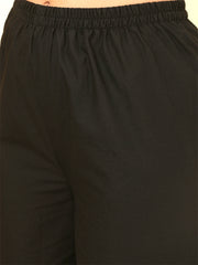 Black Printed Two Piece Cotton Co-ord Set for Women