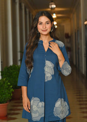 Blue Floral Printed Co-Ord Set for Women