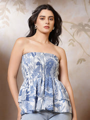 Women Blue Printed Top