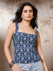Women Blue Printed Top