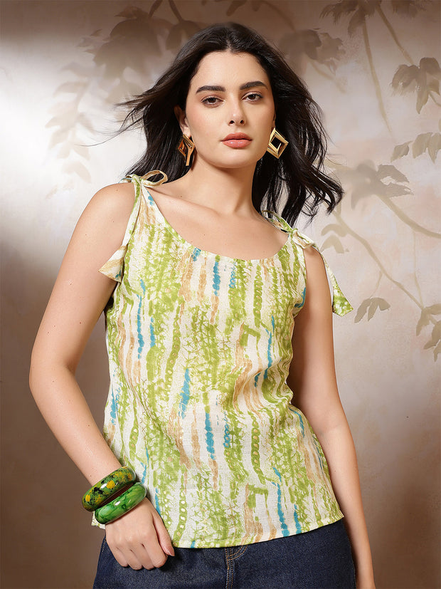 Women Green Printed Top