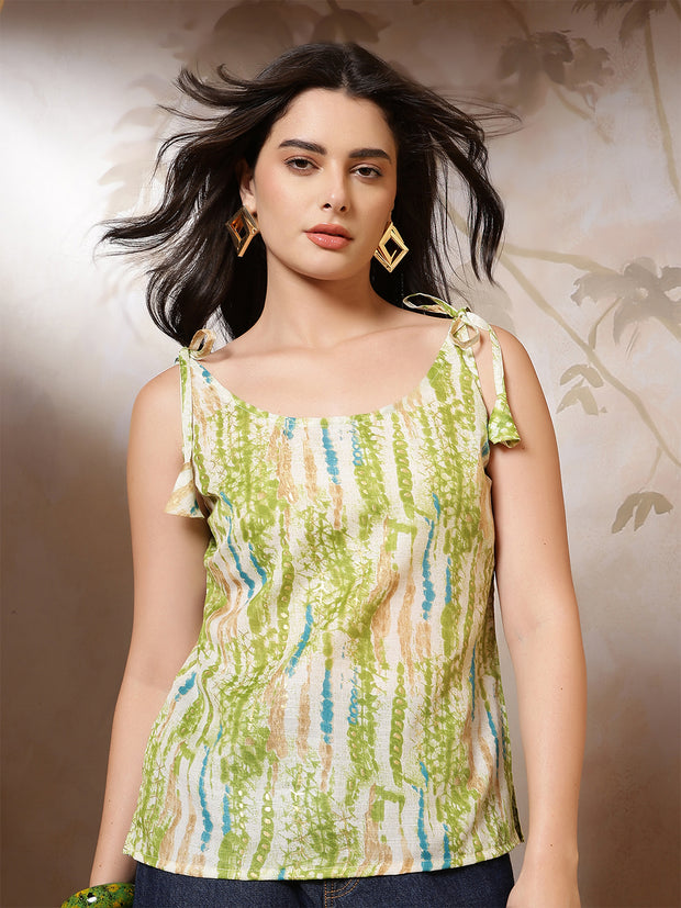 Women Green Printed Top