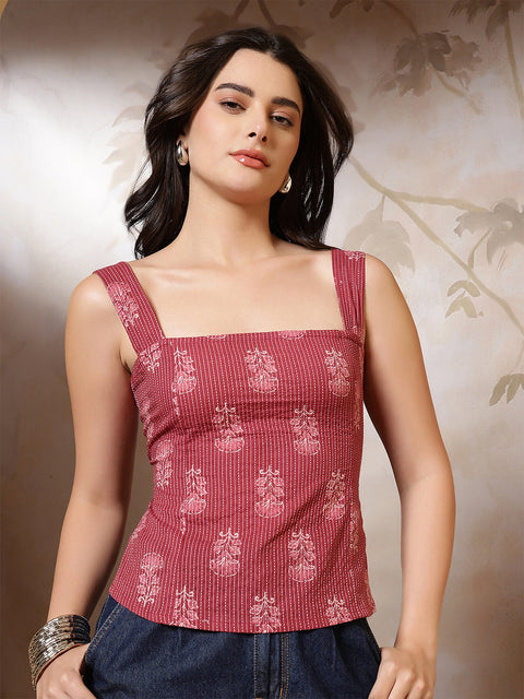 Women Mauve Printed Top