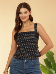 Women Navy Blue Printed Top