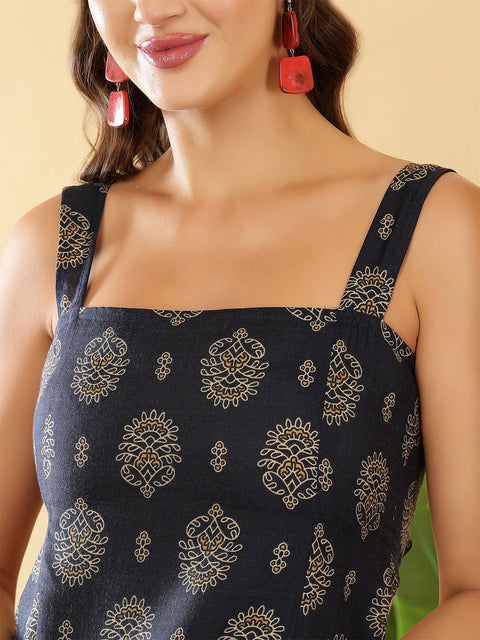 Women Navy Blue Printed Top