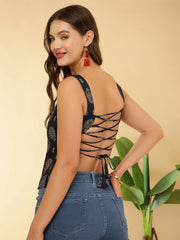 Women Navy Blue Printed Top