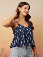 Women Blue Printed Top