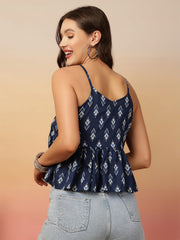 Women Blue Printed Top