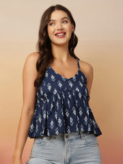 Women Blue Printed Top