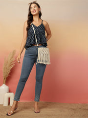 Women Blue Printed Top