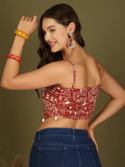 Women Rust Printed Top