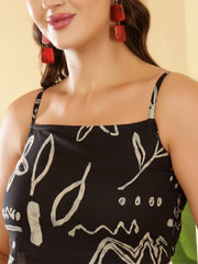 Women Black Printed Top