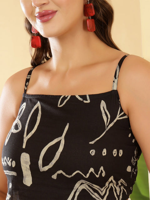 Women Black Printed Top