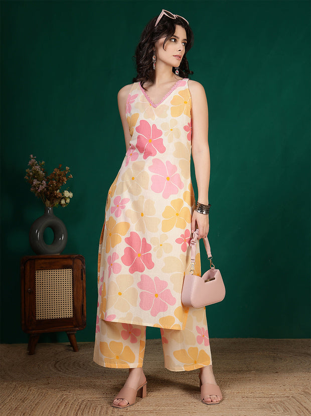 Women Multicolor Floral Printed Two Piece Kurta Set