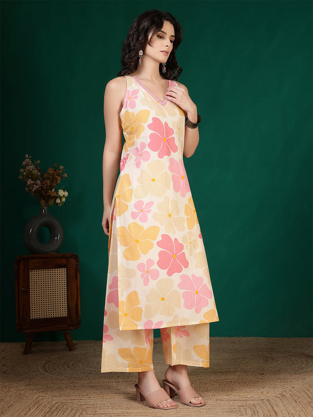 Women Multicolor Floral Printed Two Piece Kurta Set