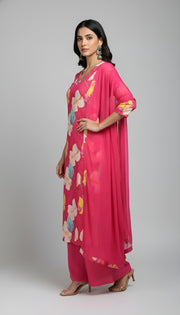 Pink Printed Straight Kurta Set With Dupatta for Women