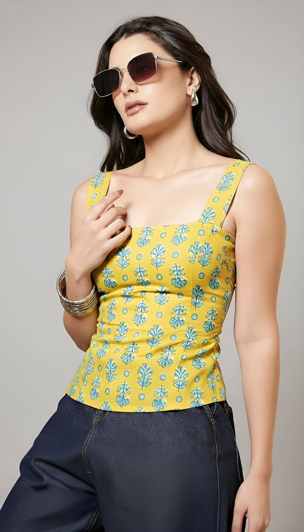 Women Lime Green Printed Top