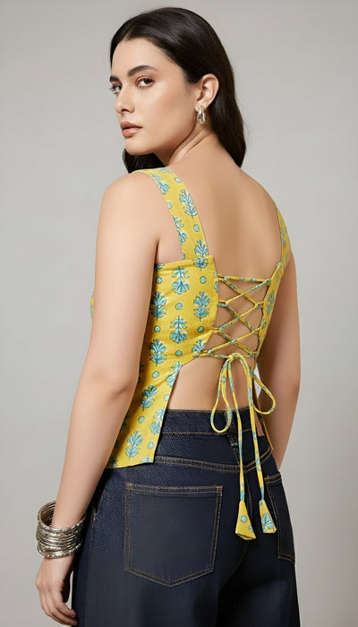 Women Lime Green Printed Top