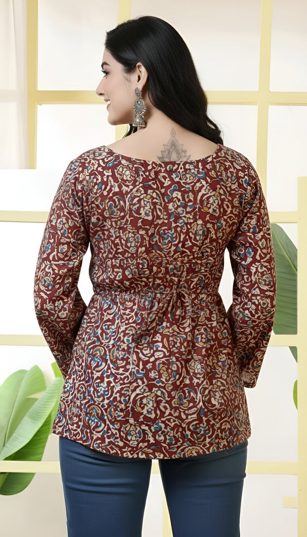 Women Maroon Printed Straight Tunic