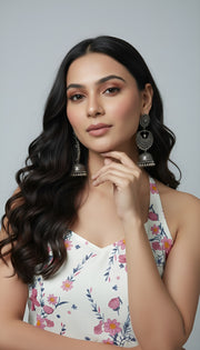 White Printed Stylish Back Straight Sleeveless Kurta