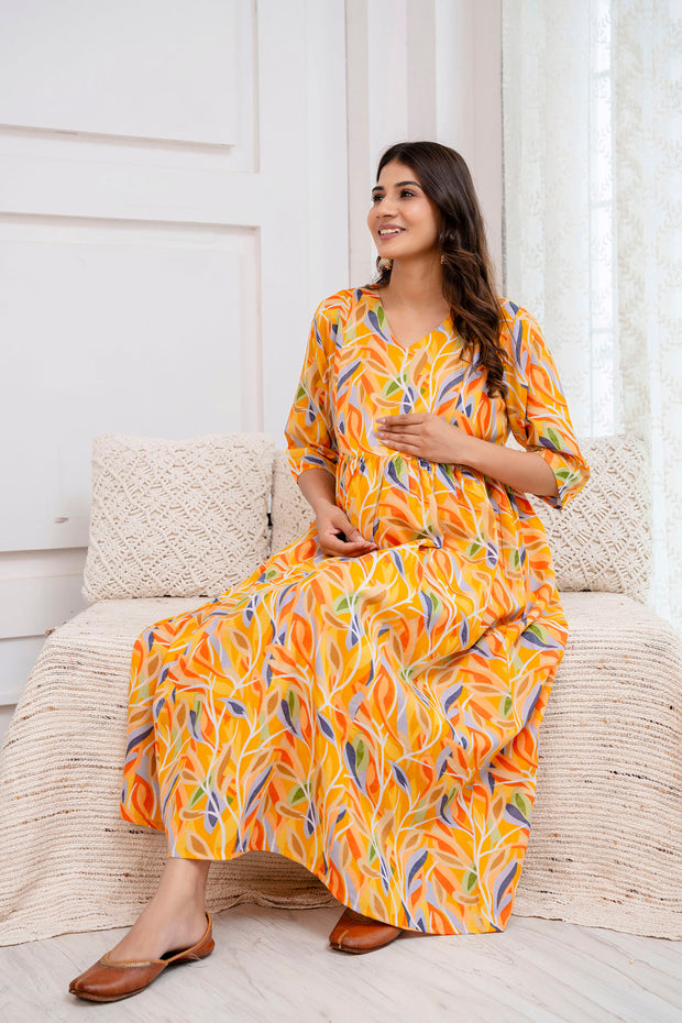 Nayo Fab Multicolor Printed Maternity Dress For Women