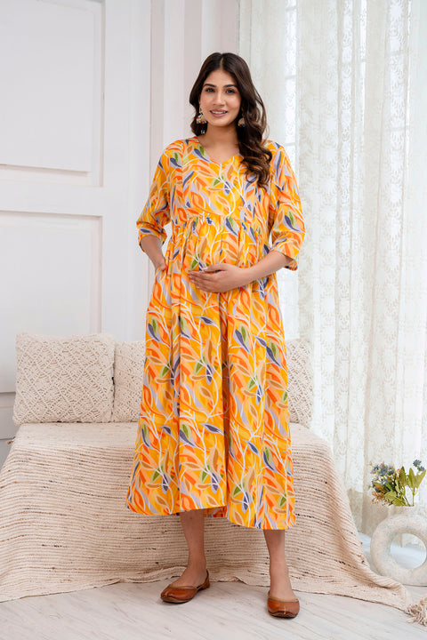 Nayo Fab Multicolor Printed Maternity Dress For Women