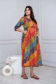 Nayo Fab Multi Printed Maternity Dress For Women