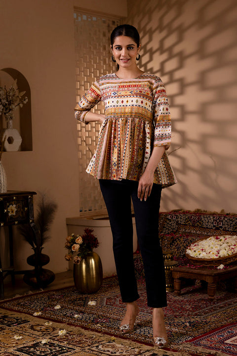 Women Multi Printed Peplum Tunic