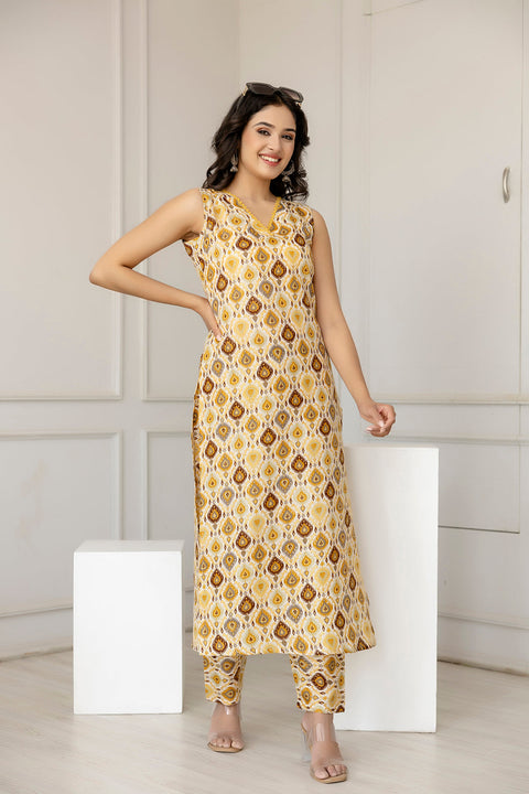 Women Multi Color Printed Straight Kurta With Trouser